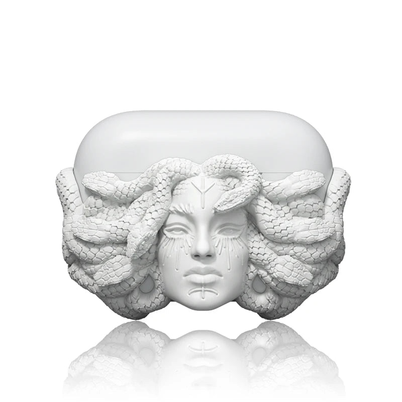White Medusa Gorgon AirPods Case Handmade Silicone Protection