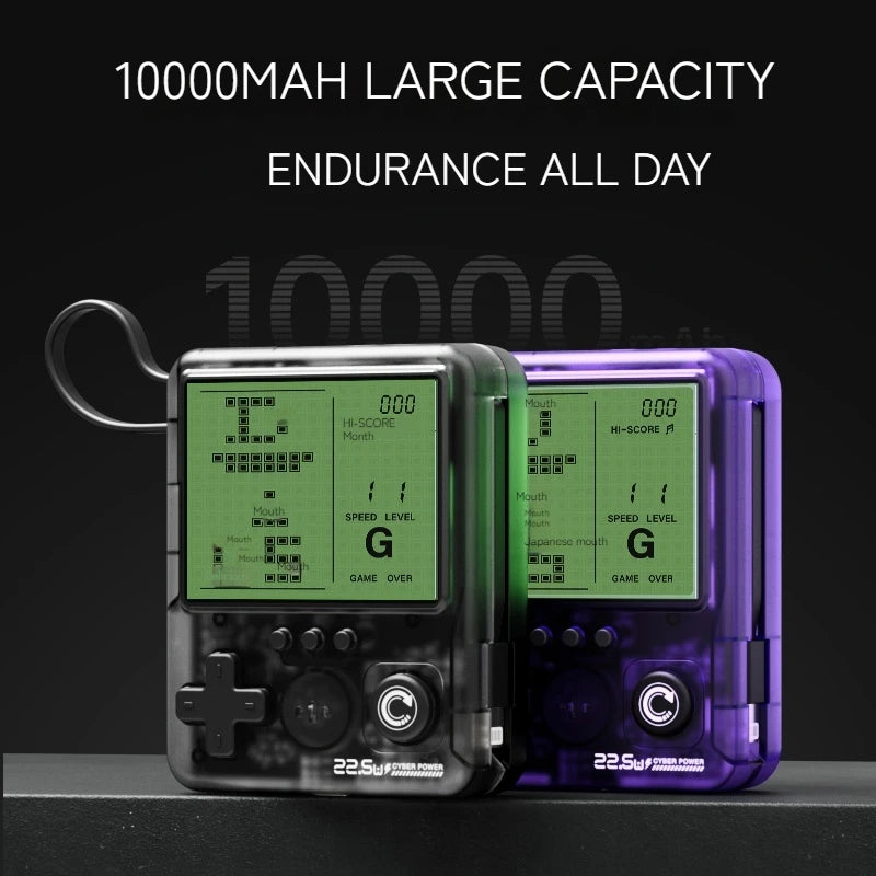 Cyber Power Bank Retro Pixel Mini Game Console with Fast Charging