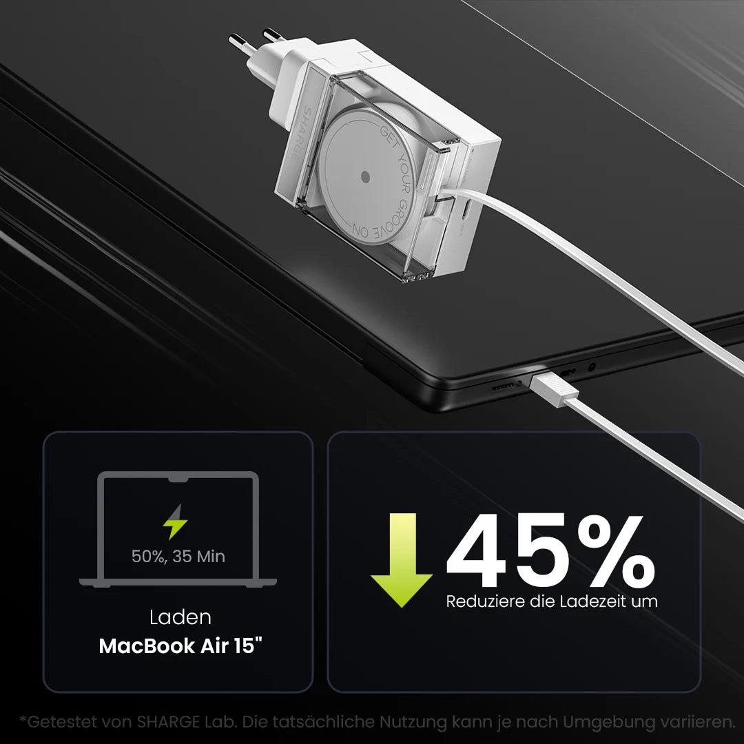 SHARGE Retractable 65W USB C Charger GaN