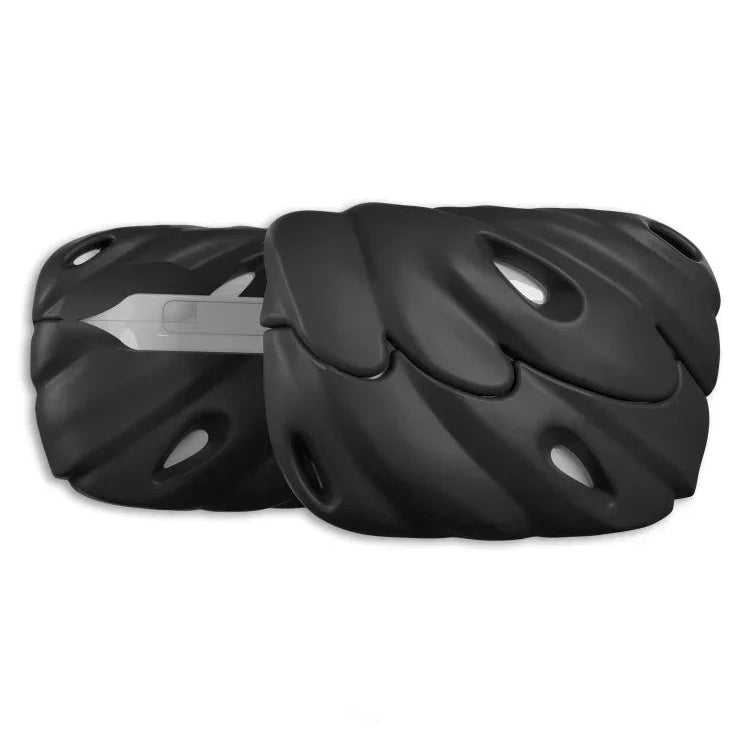 Shell Niche Sculptural AirPods Case Organic Wave Design in Black & White Silicone