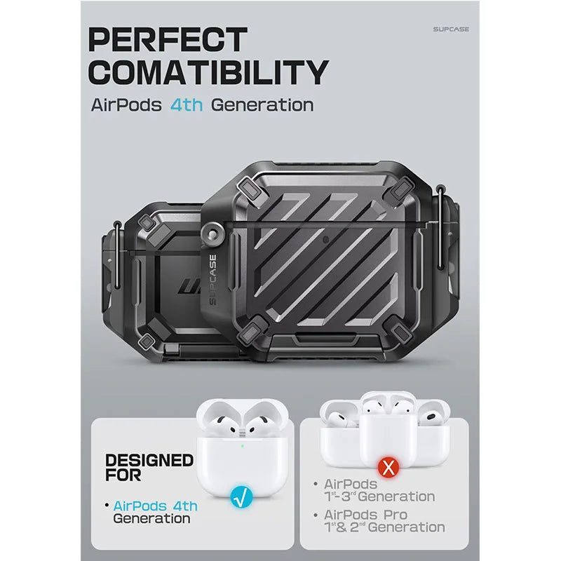 UB Pro AirPods Case 4th Generation Full-Body Rugged with Carabiner