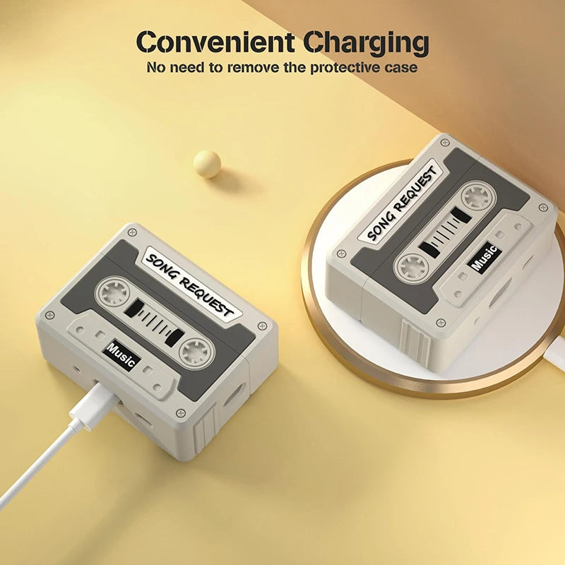 Retro Cassette Tape AirPods Case 3D Vintage Music Silicone Protection