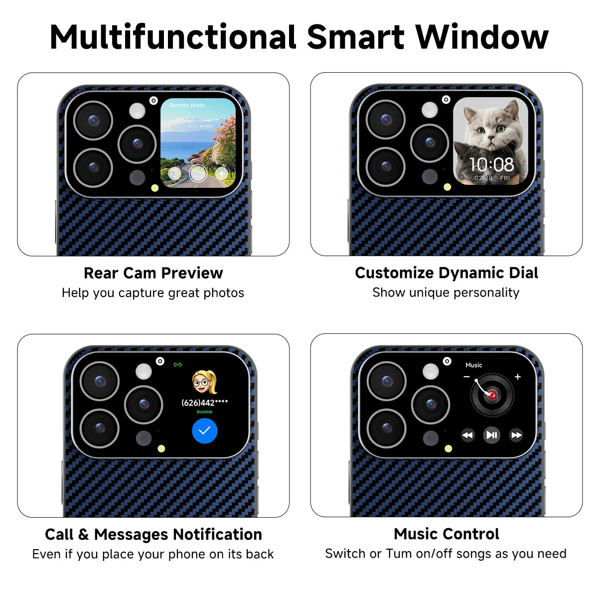 Smart Touch Screen Phone Case Music Control & Wireless Charging