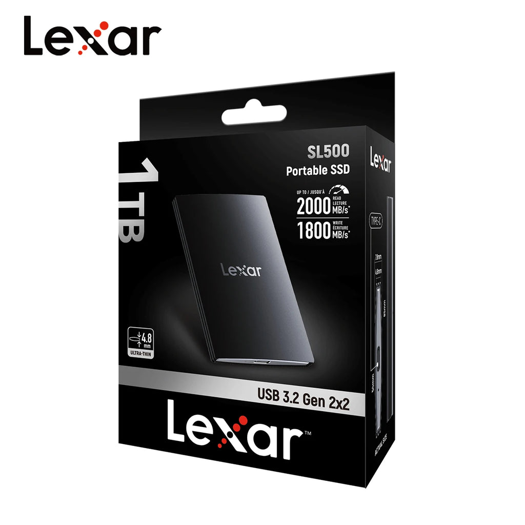 Lexar USB 3.2 Type-C High Speed Portable Hard Drive PSSD SL500 1TB 2TB Solid State Drive Up to 2000Mb/s SSD Disk for iPhone 15