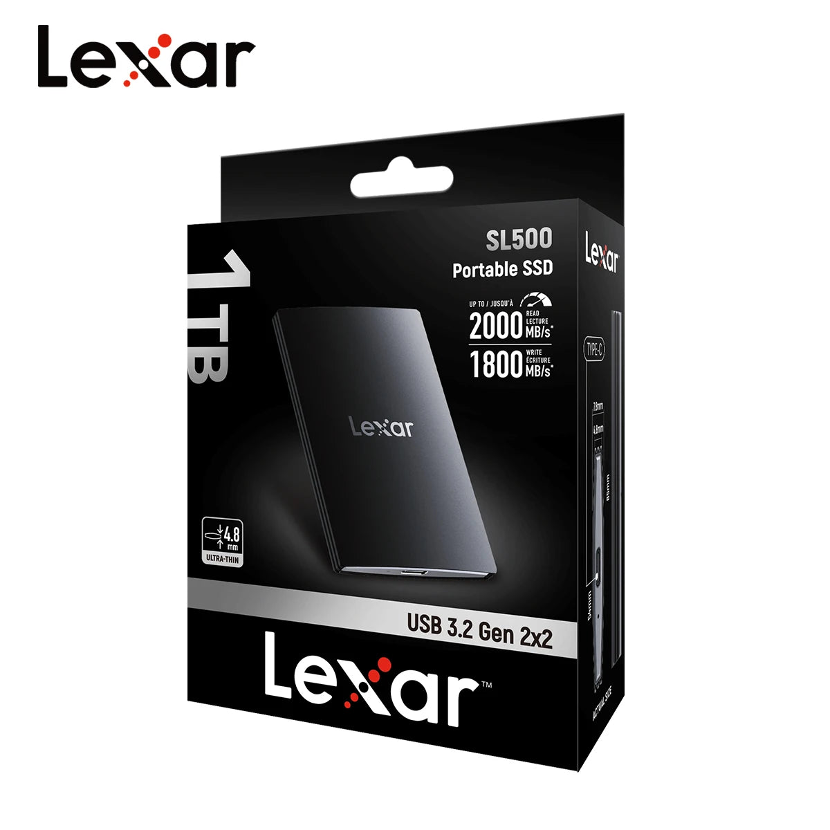 Lexar USB 3.2 Type-C High Speed Portable Hard Drive PSSD SL500 1TB 2TB Solid State Drive Up to 2000Mb/s SSD Disk for iPhone 15