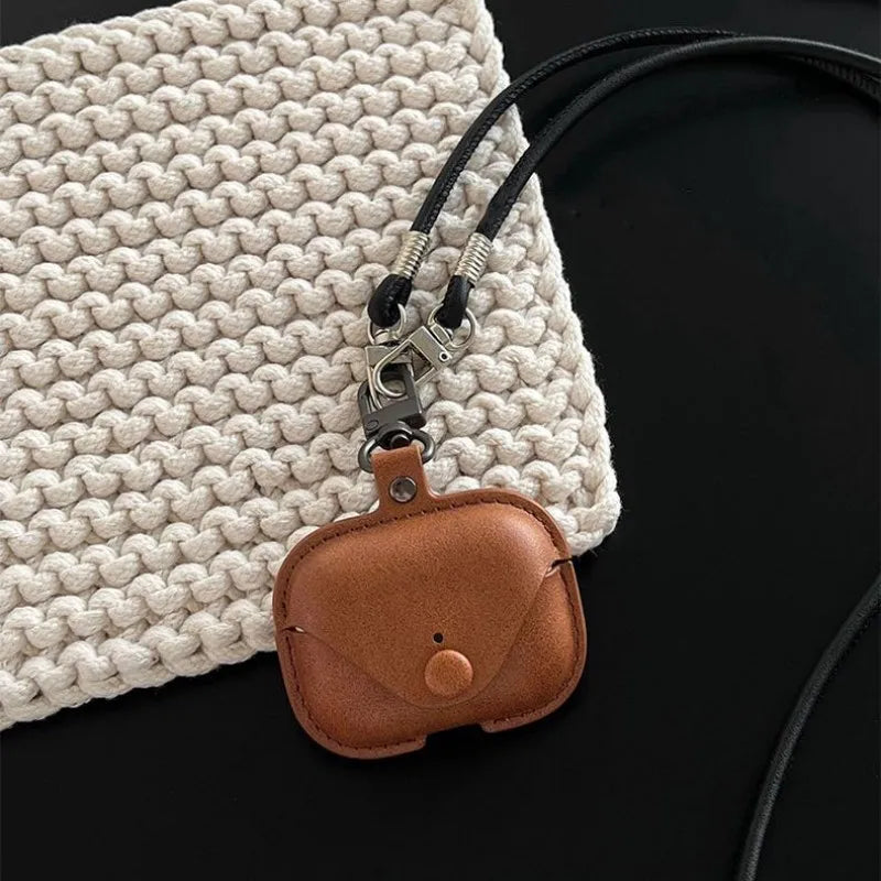 Premium Leather AirPods Case with Lanyard