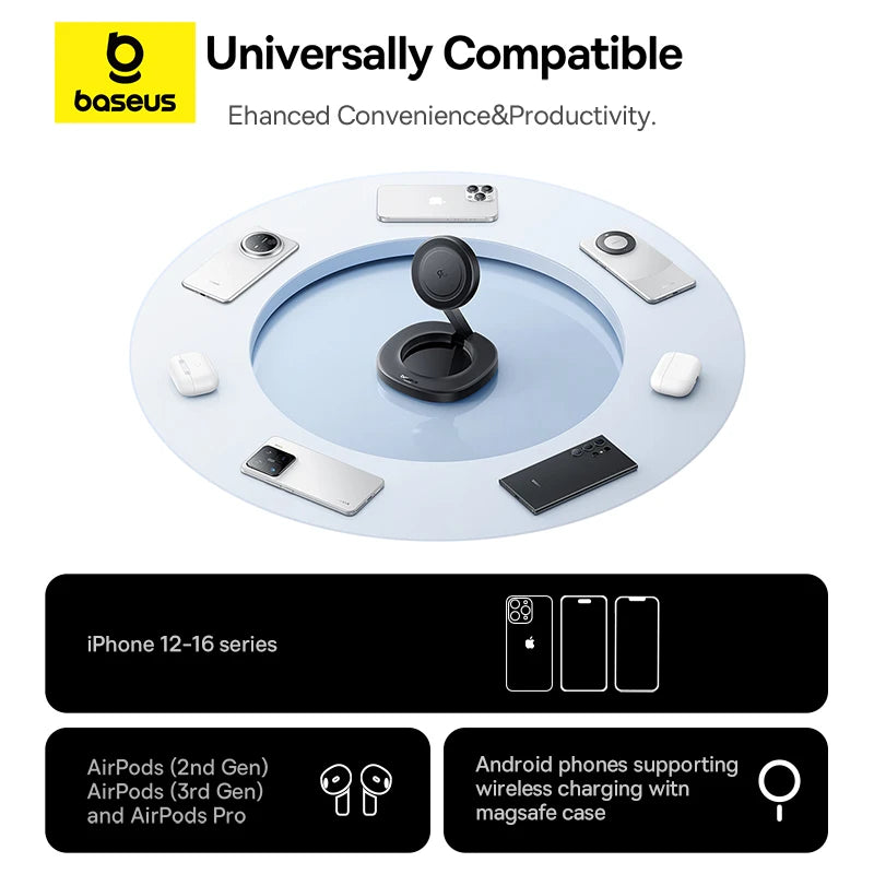Baseus Qi2 15W Foldable Wireless Charger Stand Magnetic
