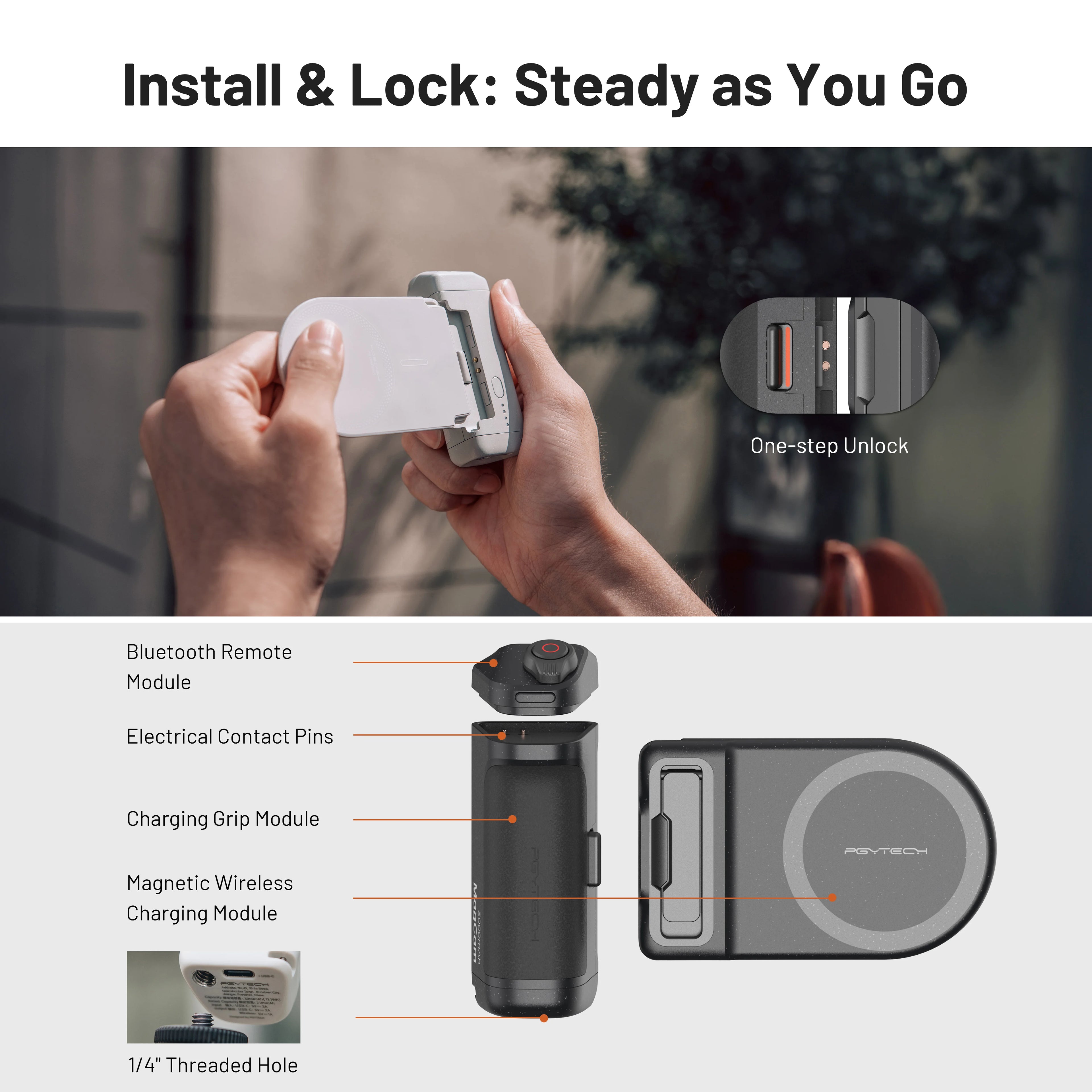 PGYTECH mobiler Kamera-Controller, magnetisches Fülllicht, MagCam Bluetooth-Fernbedienungskamera