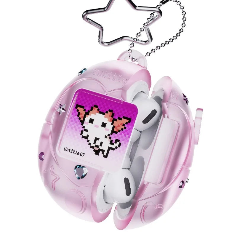 Electronic Pet Cat AirPods Case Interactive Tamagotchi-Style