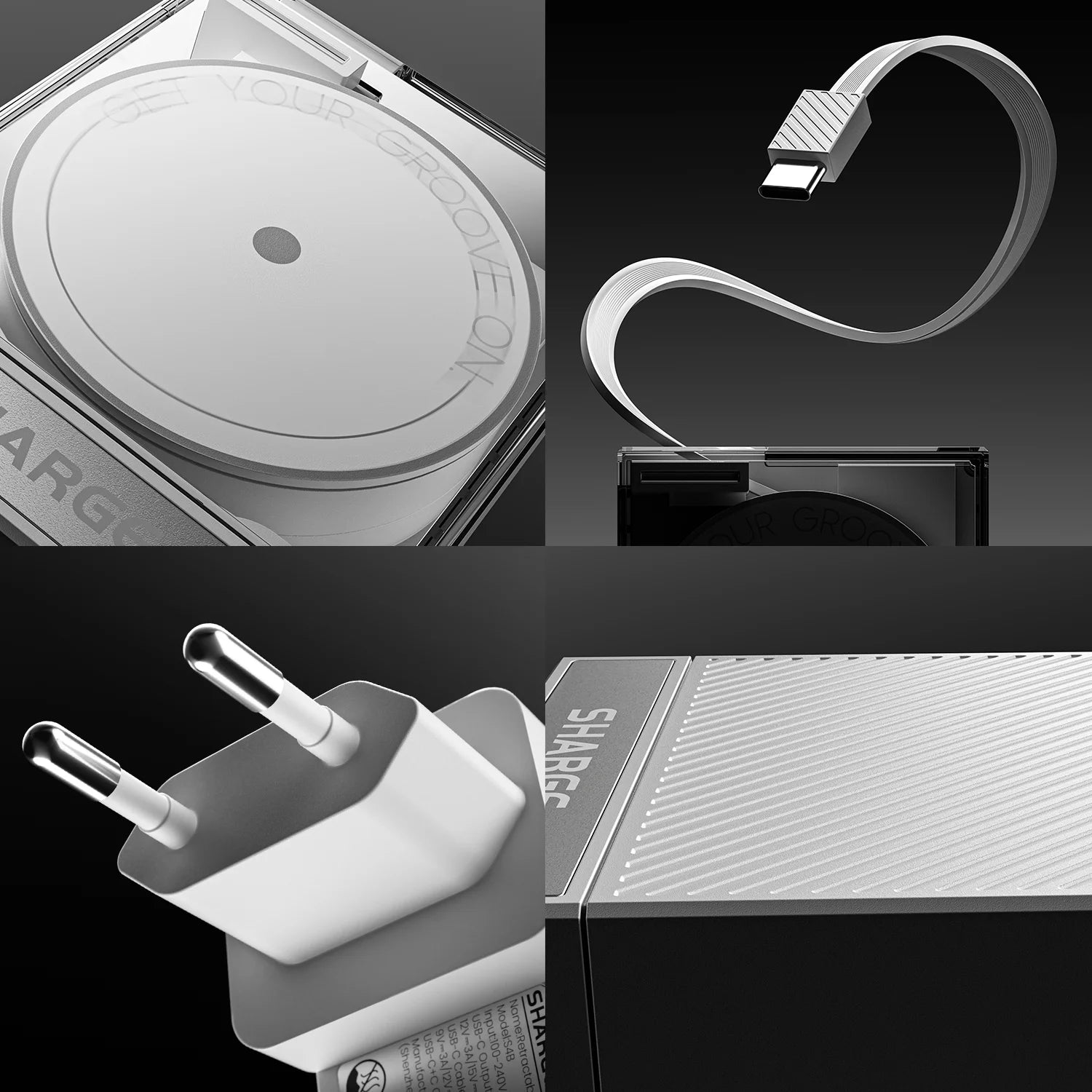 SHARGE Retractable 65W USB C Charger GaN