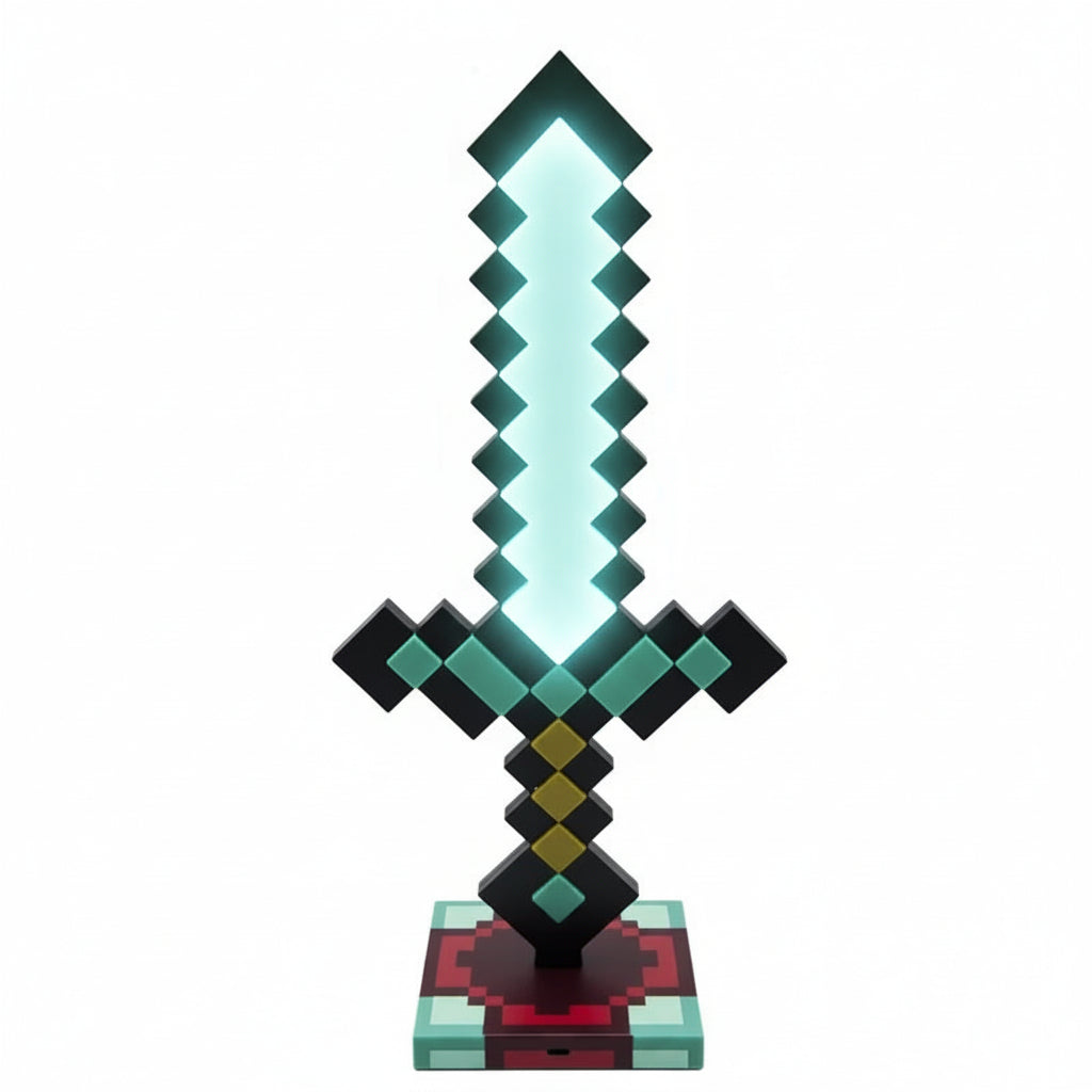 Minecraft Diamond Sword LED Lamp Rechargeable with Display Stand