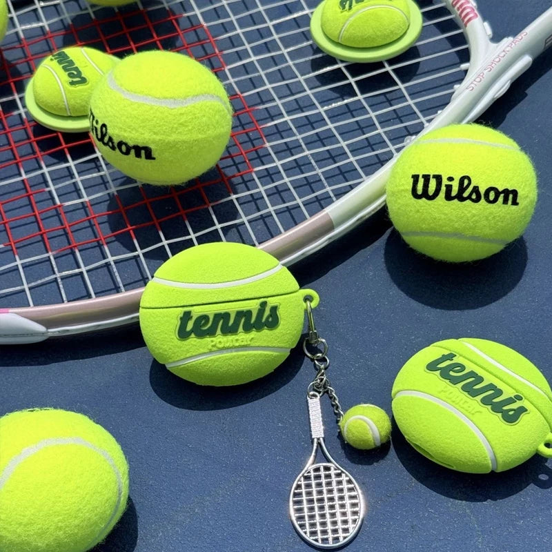 3D Tennis Ball AirPods Case Silicone Anti-Drop Sports Design Cover