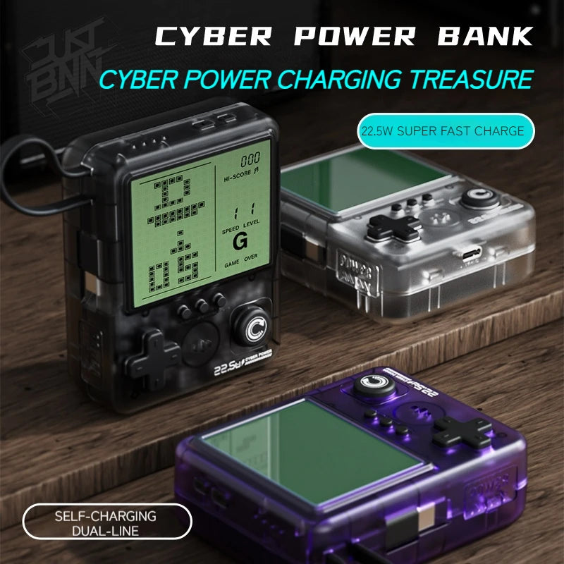 Cyber Power Bank Retro Pixel Mini Game Console with Fast Charging