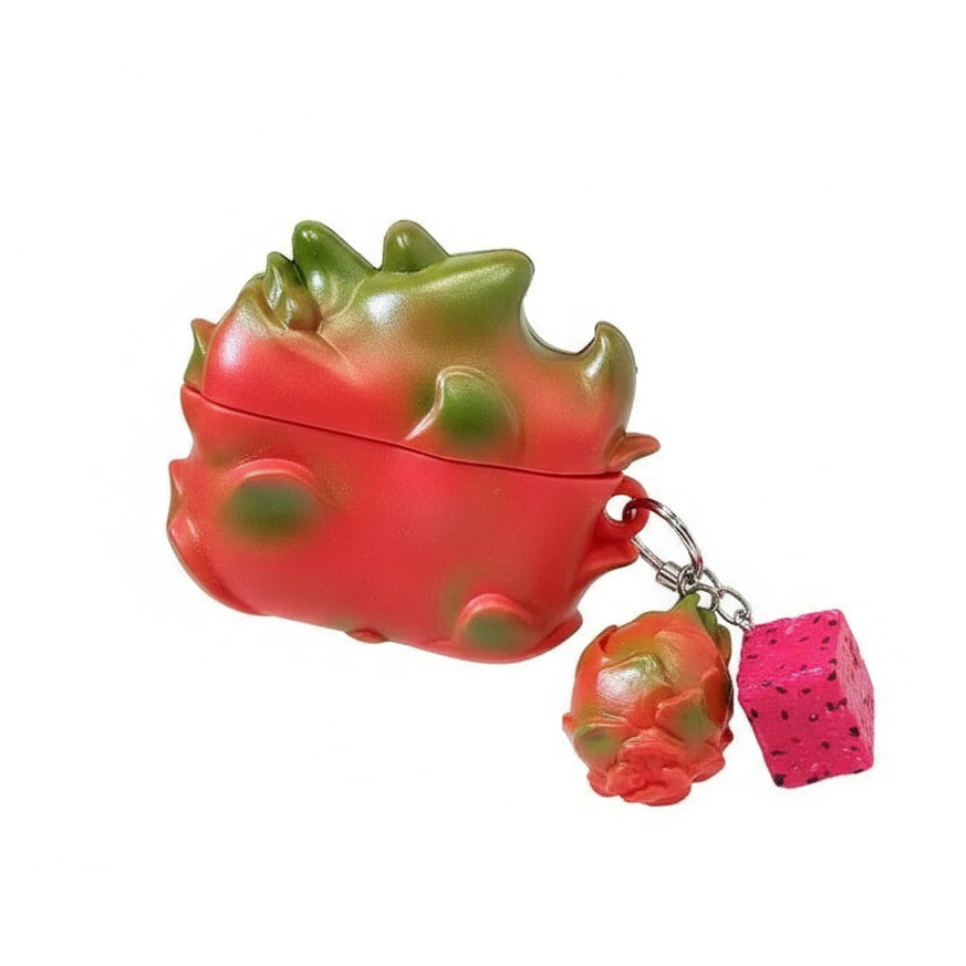 Dragon Fruit AirPods Case Silicone Protective Cover with Charm