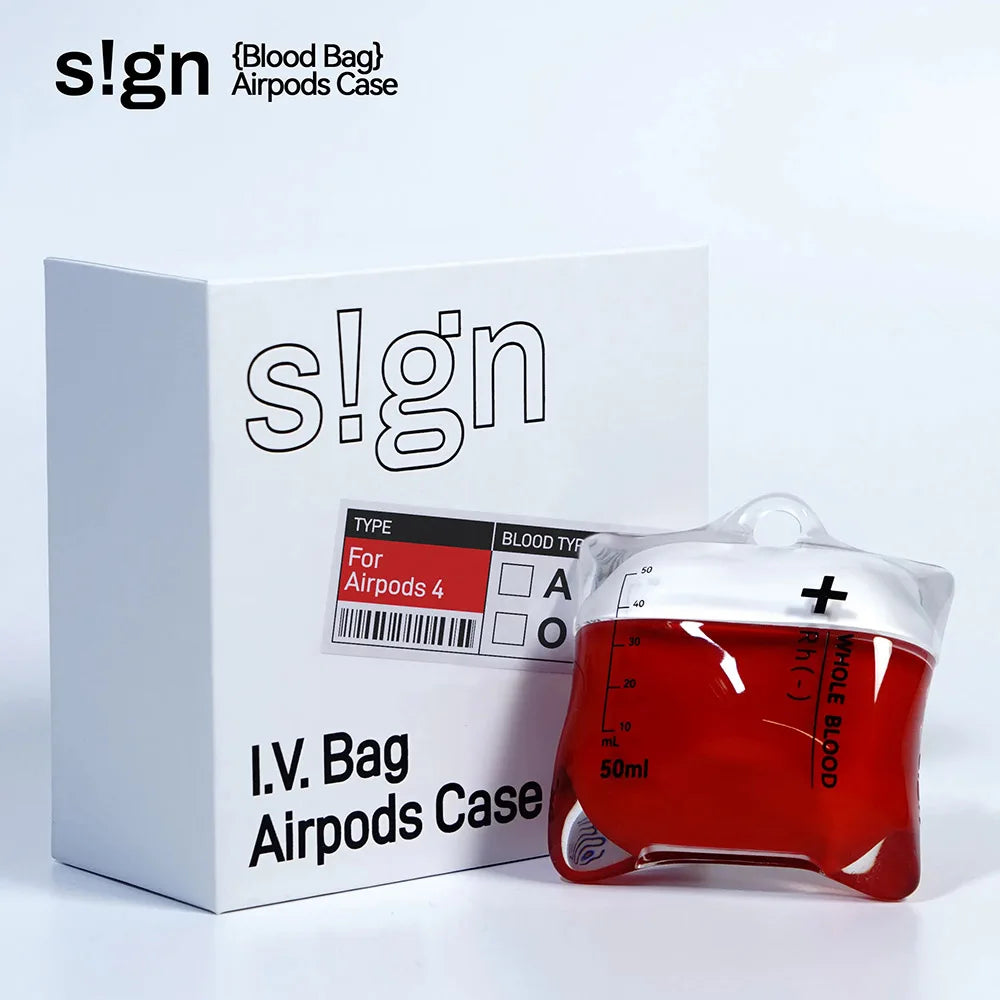 Blood Type IV Bags S!gn Drip AirPods Case