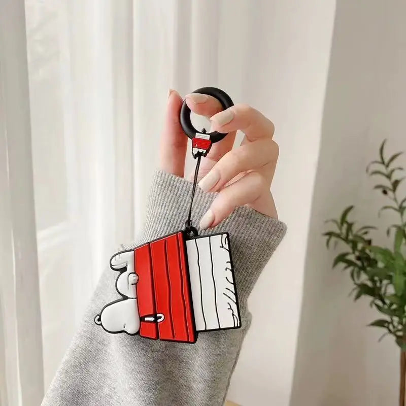 Snoopy AirPods Case Cartoon Silicone Cover with Lanyard