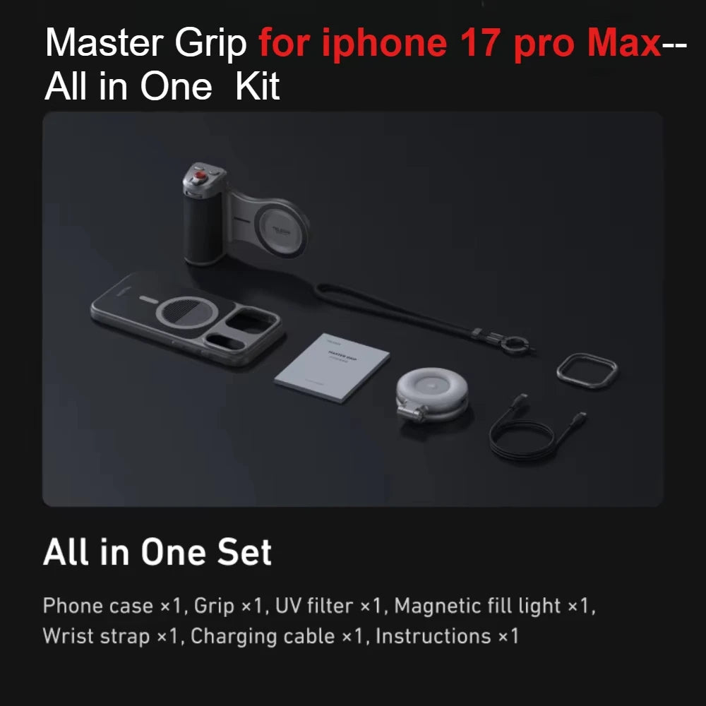 TELESIN Master Grip Kit for iPhone 17 Pro/Max Magnetic Case