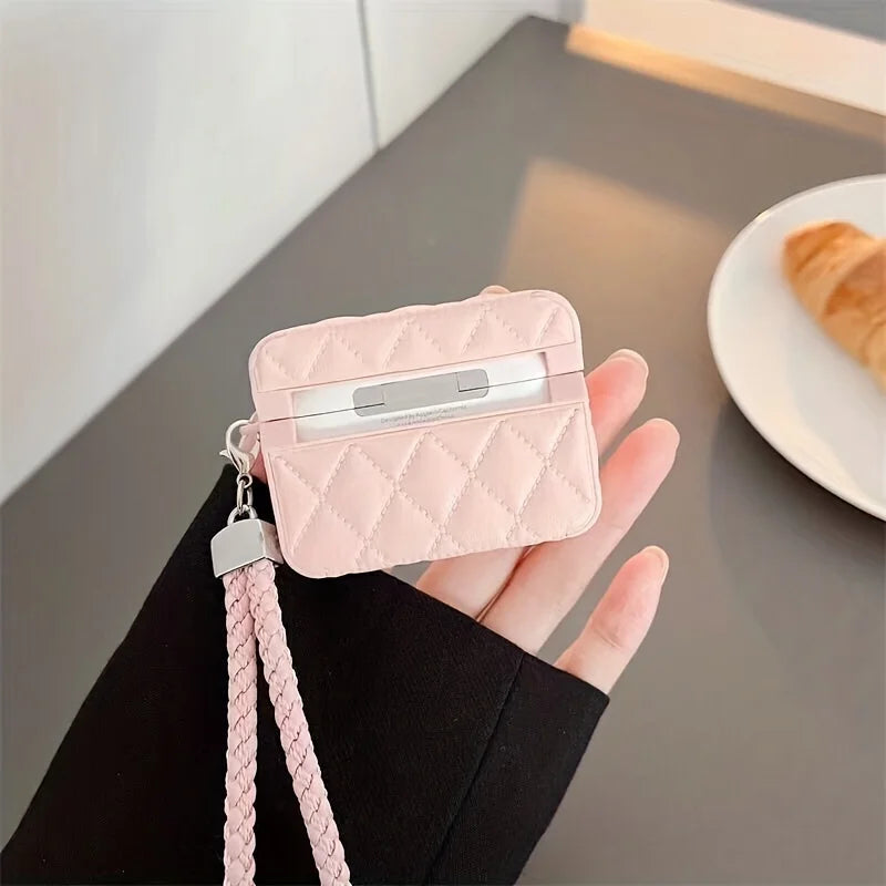 Pink Puffer Jacket AirPods Case - Soft Down Jacket Design with Hand Strap