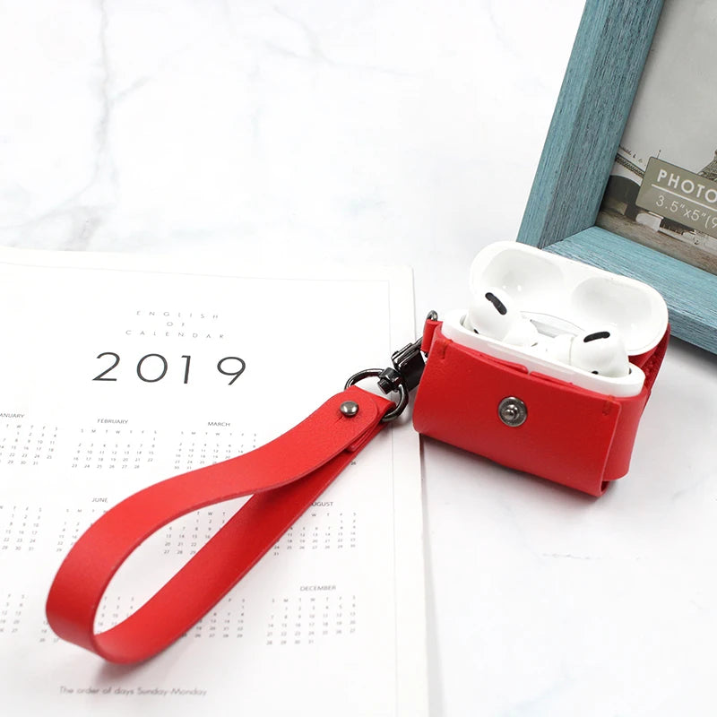 Premium Leather AirPods Pro Case with Wrist Strap