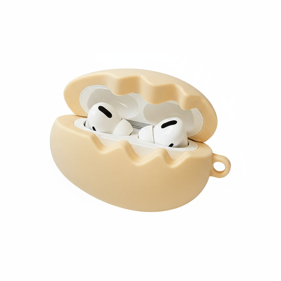 Cute Egg-Shaped Silicone AirPods Case Funny Protective Cover with Charm