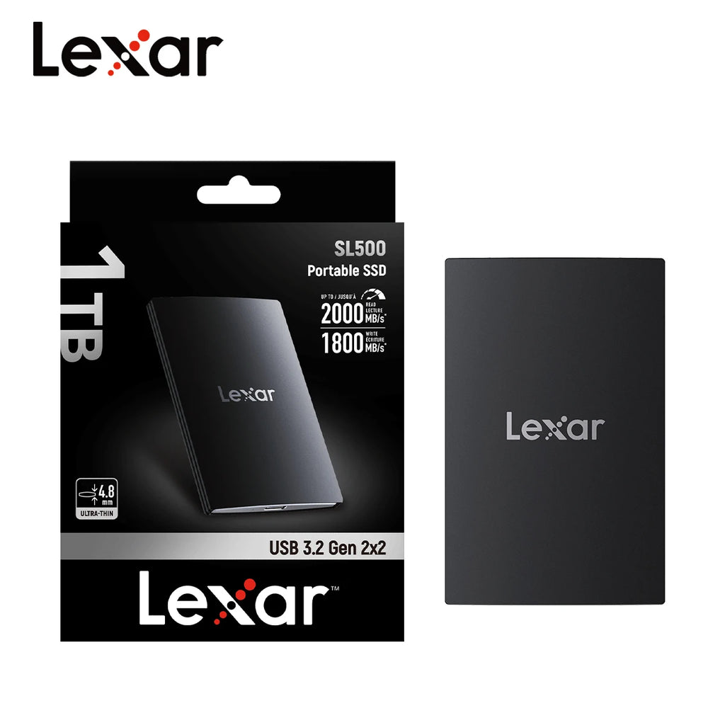 Lexar USB 3.2 Type-C High Speed Portable Hard Drive PSSD SL500 1TB 2TB Solid State Drive Up to 2000Mb/s SSD Disk for iPhone 15