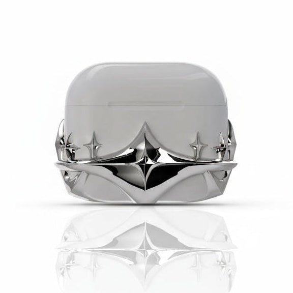 Silver Star AirPods Case Decoration 3D Openwork Design