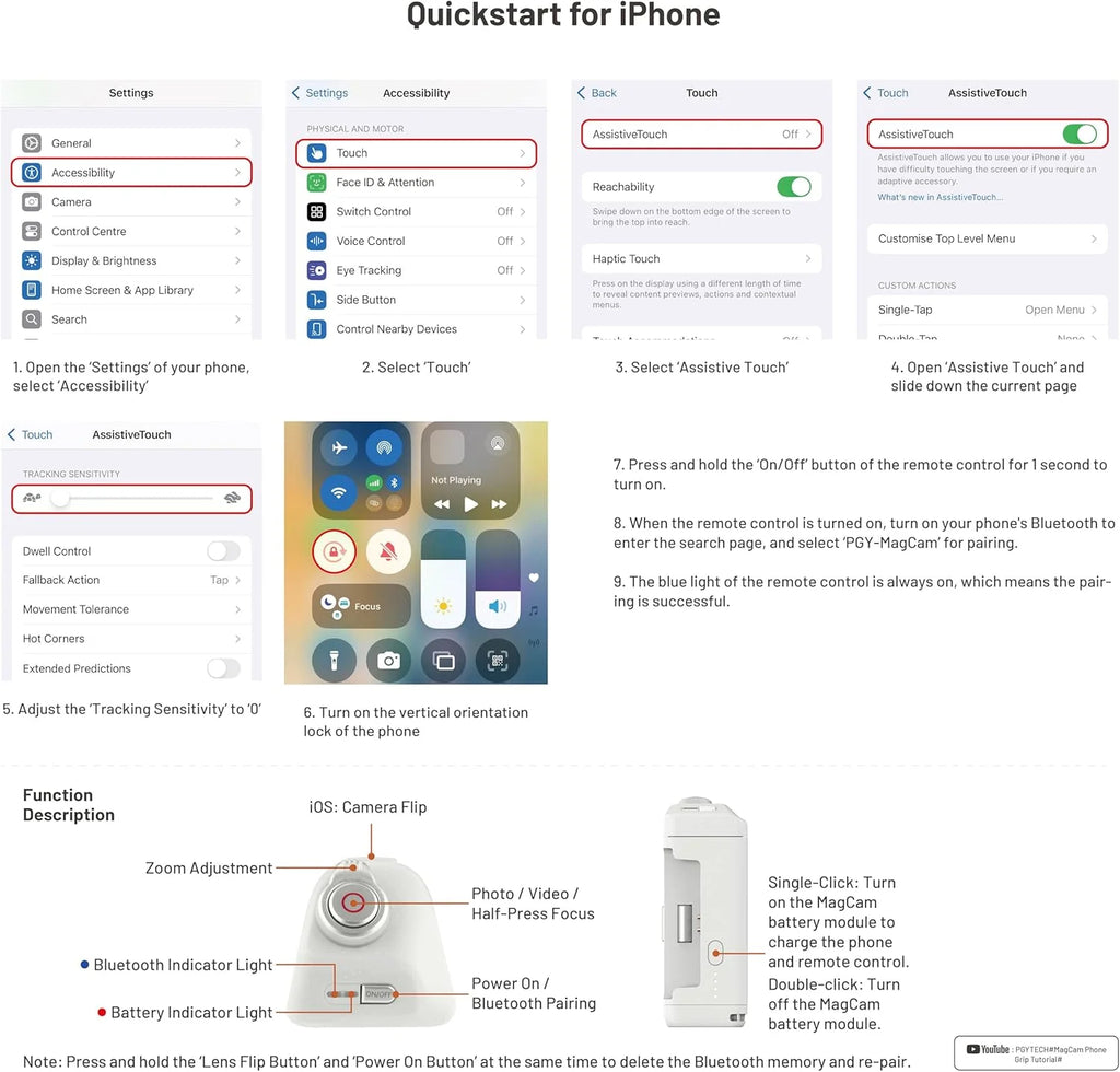 PGYTECH mobiler Kamera-Controller, magnetisches Fülllicht, MagCam Bluetooth-Fernbedienungskamera