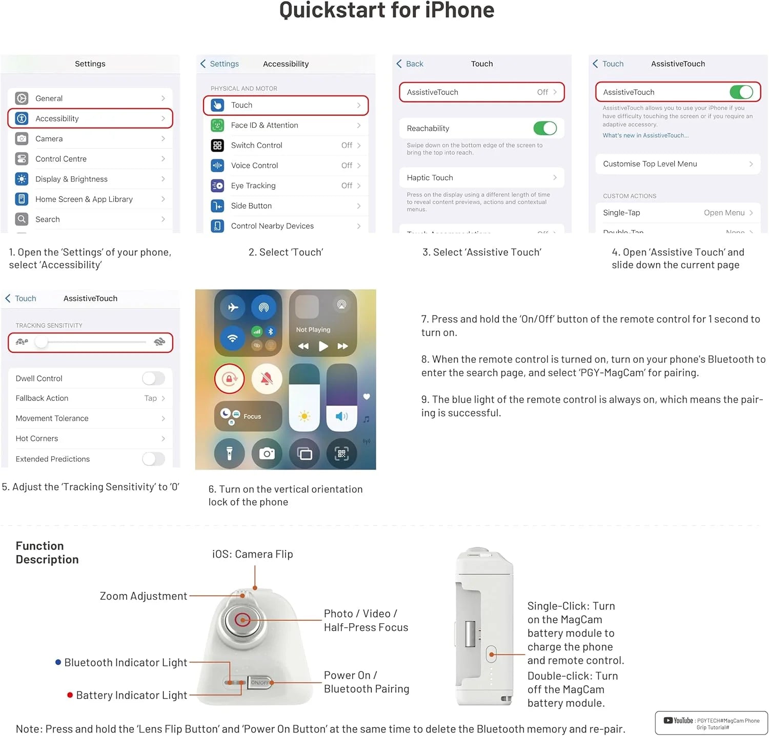 PGYTECH mobiler Kamera-Controller, magnetisches Fülllicht, MagCam Bluetooth-Fernbedienungskamera