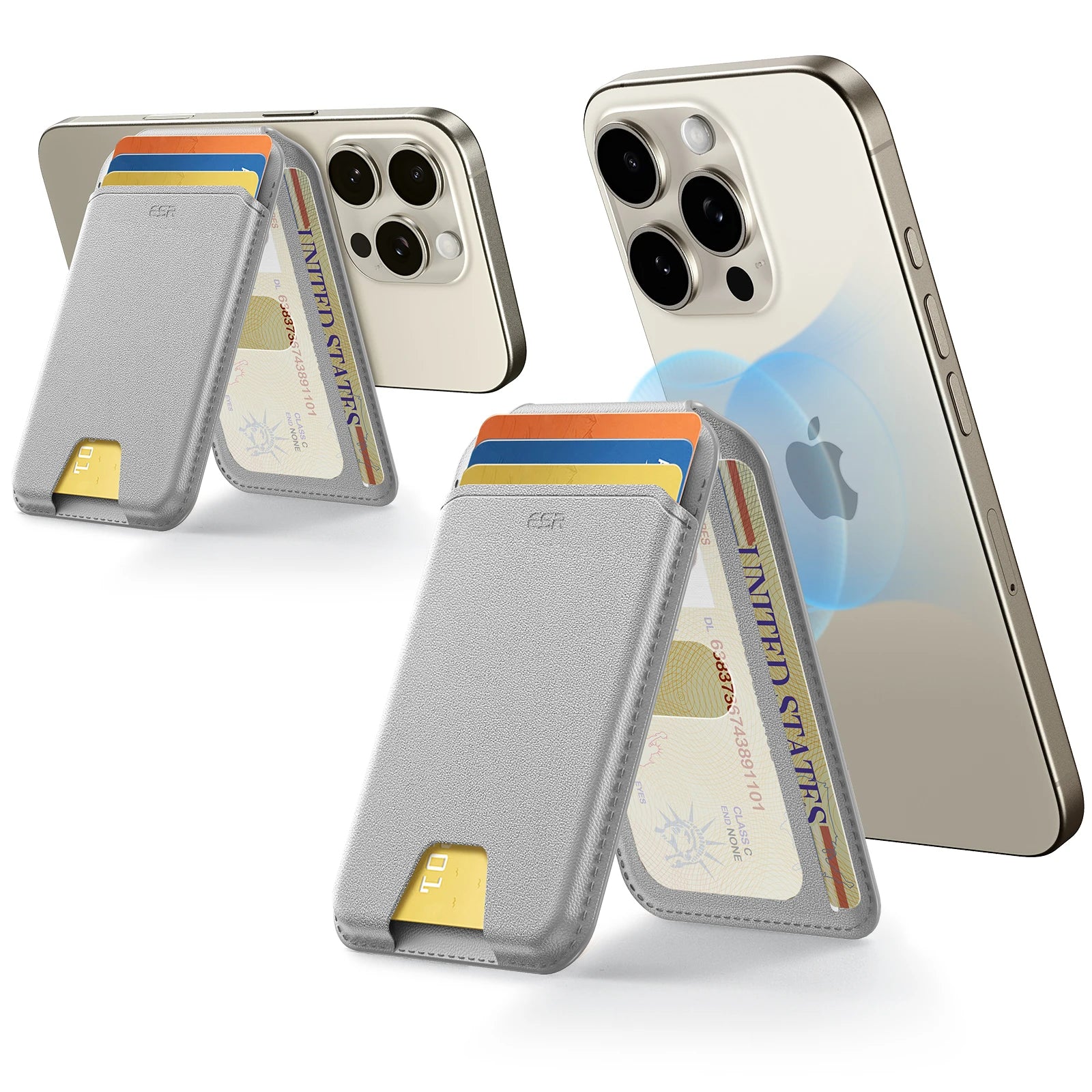 ESR Aura MagSafe Wallet - 5 Card Vegan Leather Stand