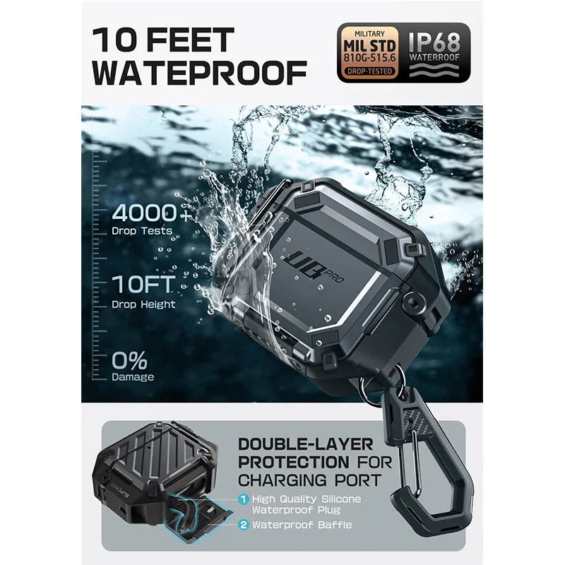 UB Pro AirPods Case 4th Generation Full-Body Rugged with Carabiner