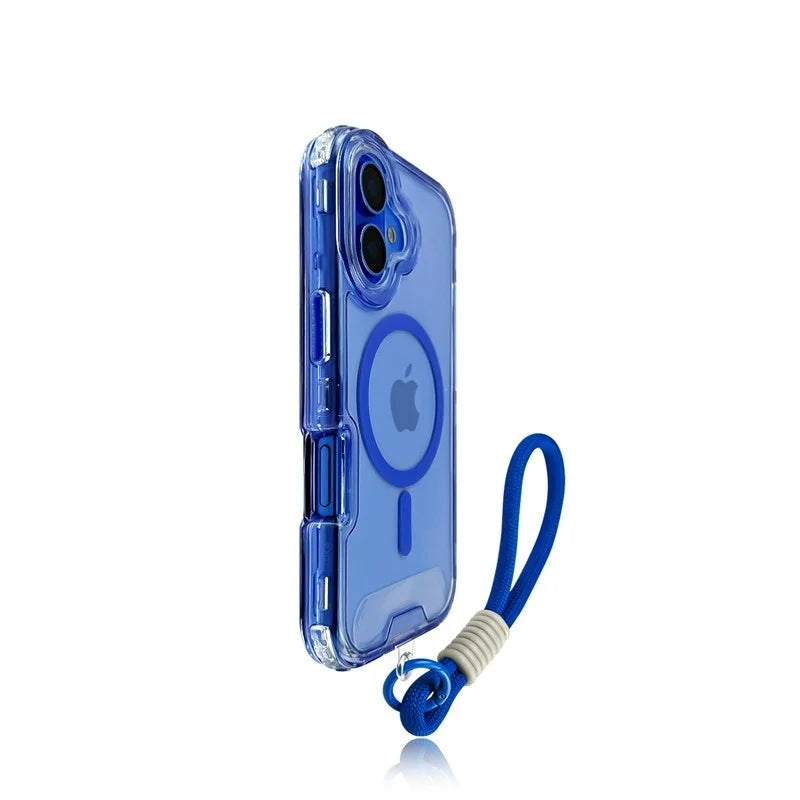 Fluorescent MagSafe Transparent Phone Case with Wrist Strap