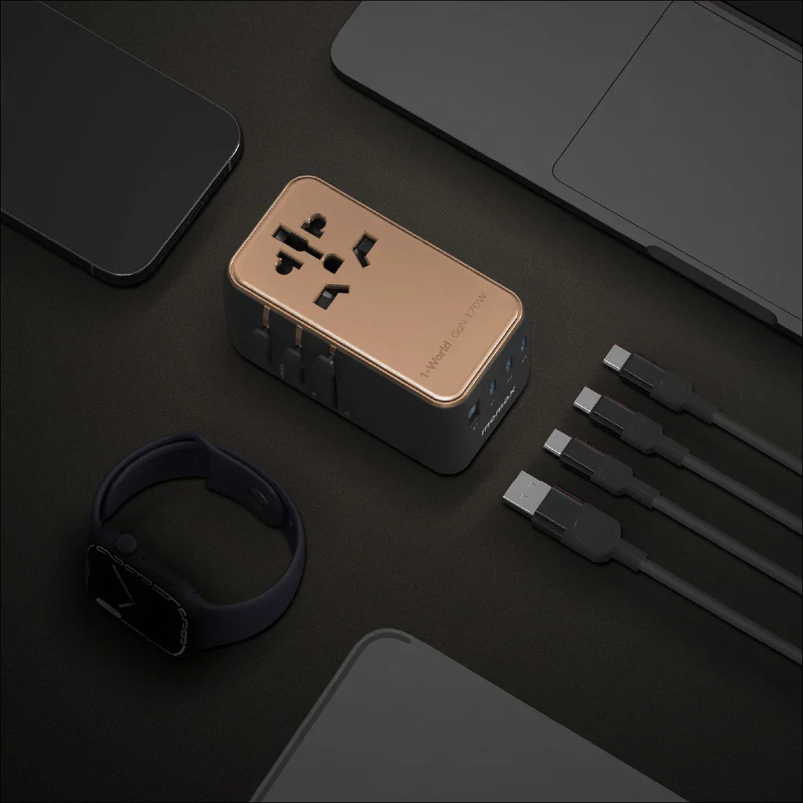 MOMAX 170W GaN Universal Travel Adapter USB-C Fast Charging