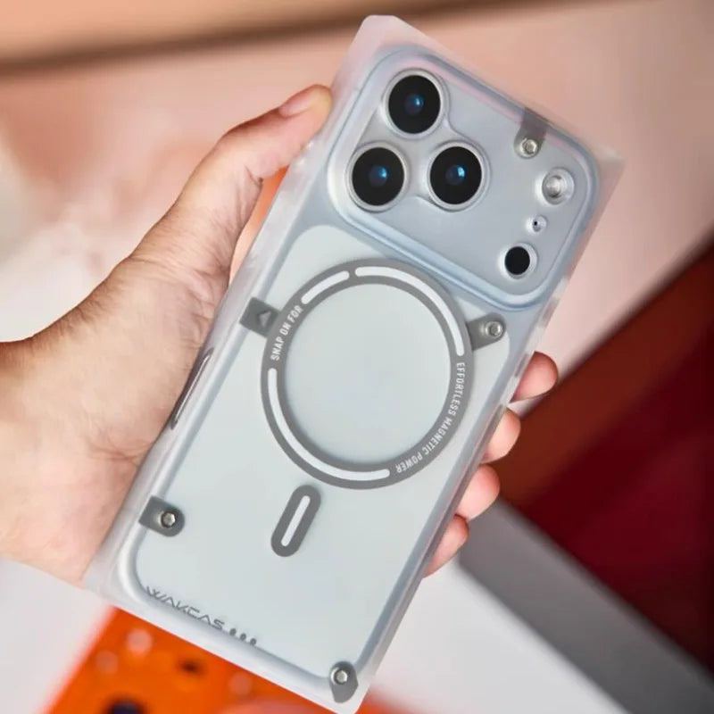 Wakcas Matte Semi-Transparent Magnetic Square Case for iPhone 17 Series