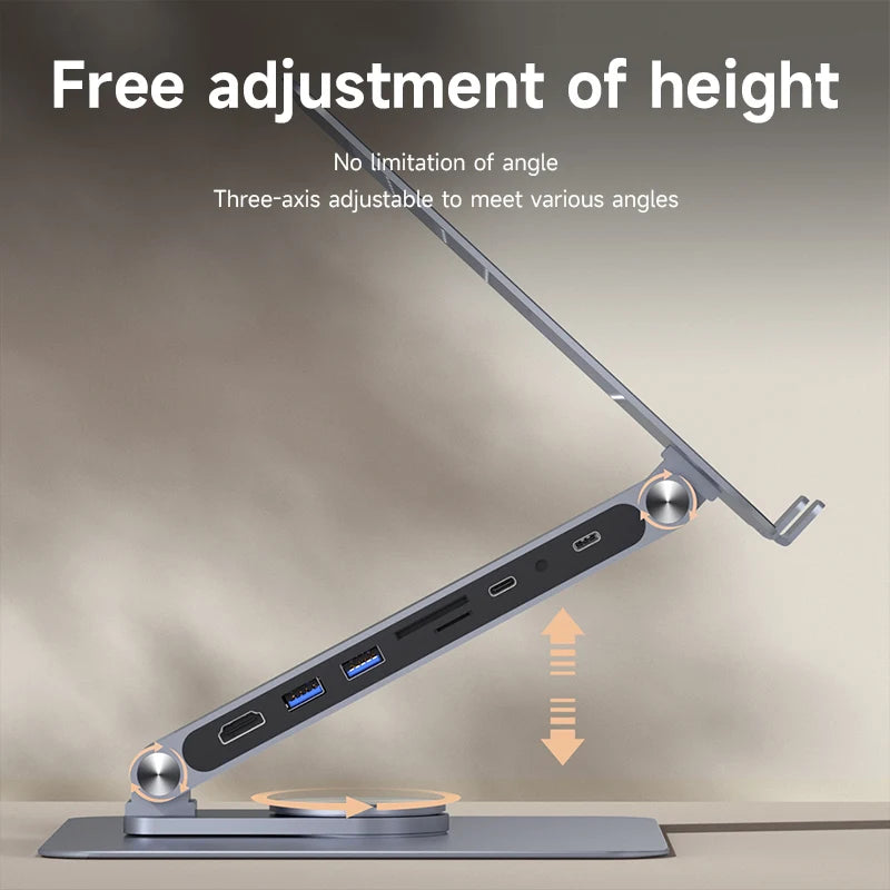 Hagibis Adjustable Aluminum Laptop Stand for Desk with USB C Dock