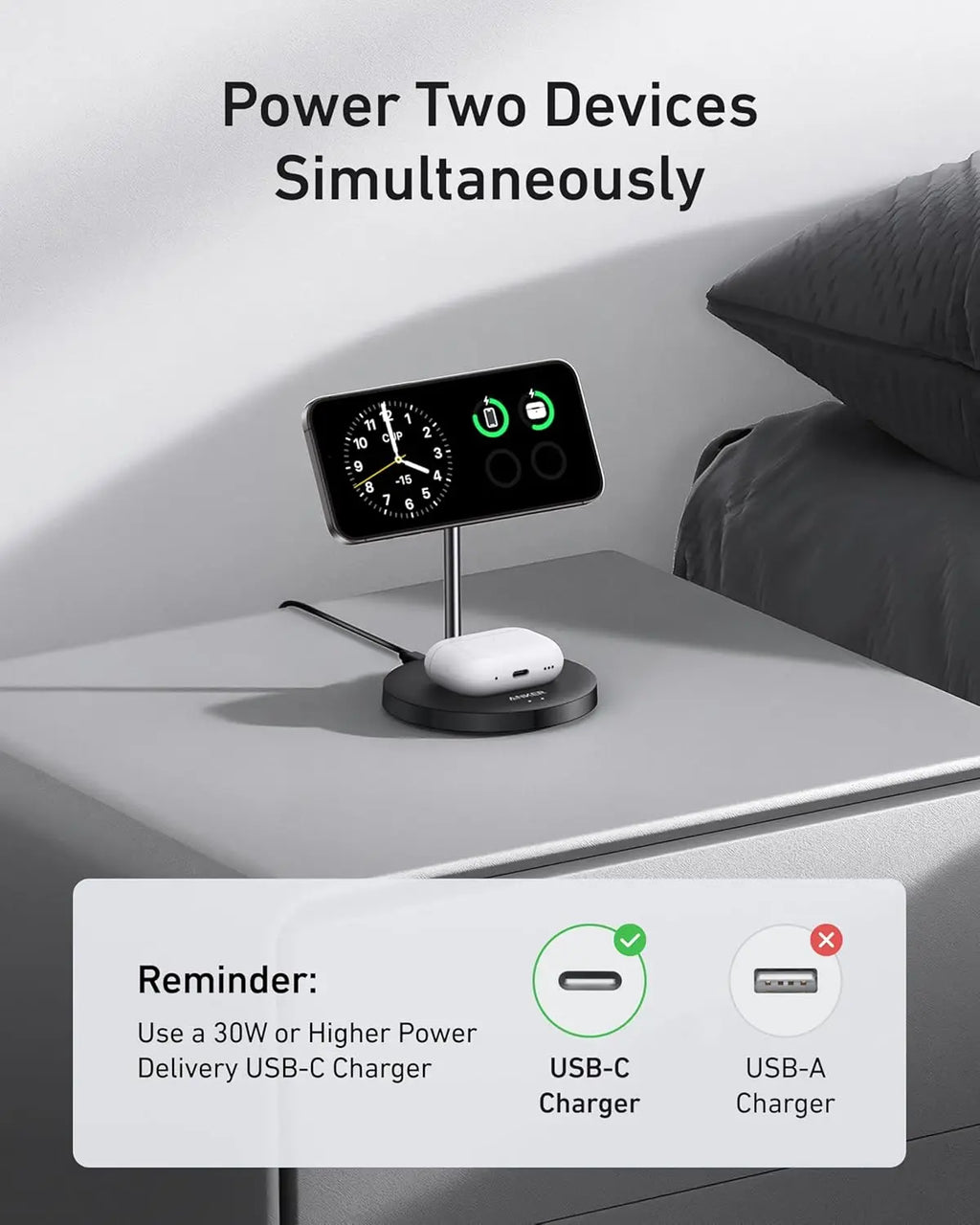 Anker MagSafe Charger Station Compatible 2-in-1 for iPhone