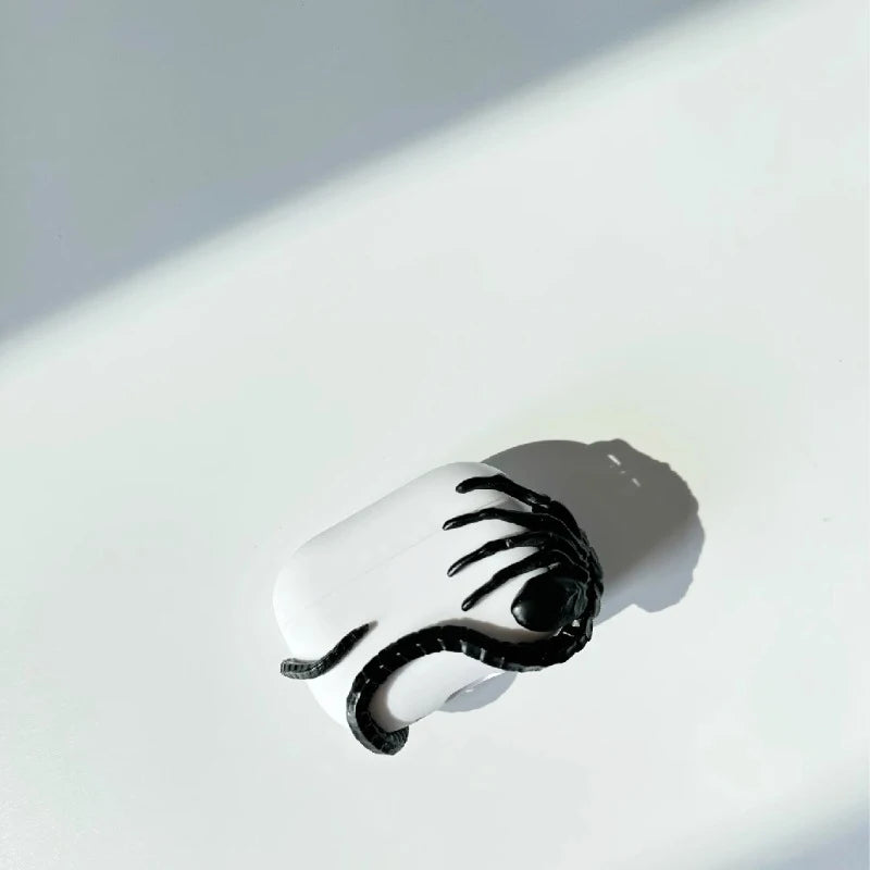 Bug Claw Sculptural AirPods Case Artistic 3D Design in Black & White Silicone