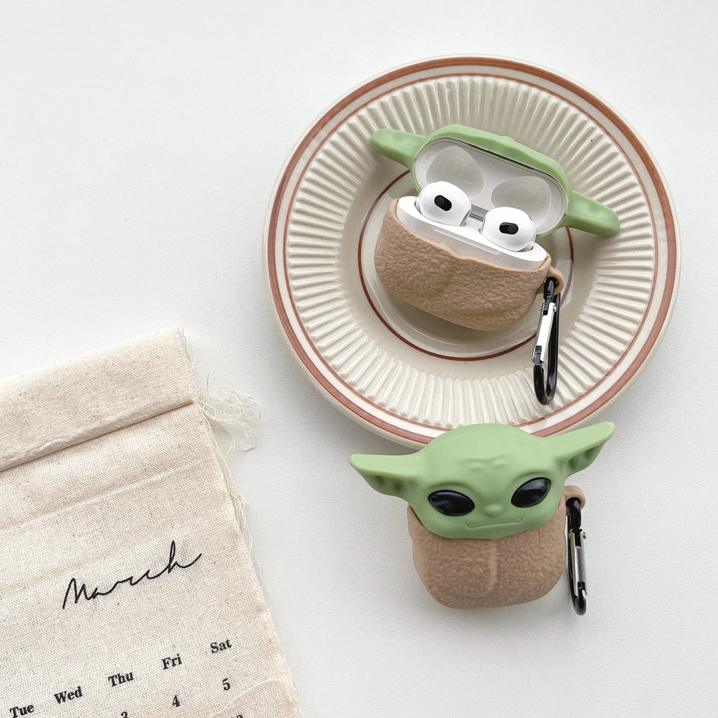 3D Cartoon Character AirPods Case Yoda Silicone