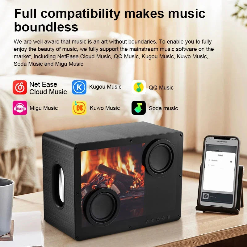 Floating Lyrics Bluetooth Speaker - Transparent Display Screen with LED Subtitle System