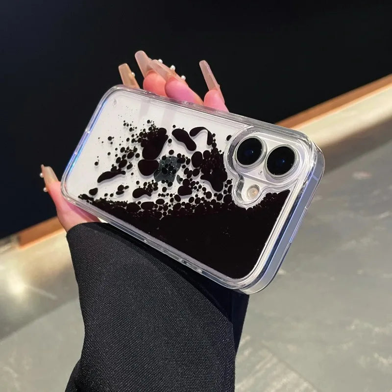 Liquid Floating iPhone Case Transparent Quicksand Design with Moving Liquid