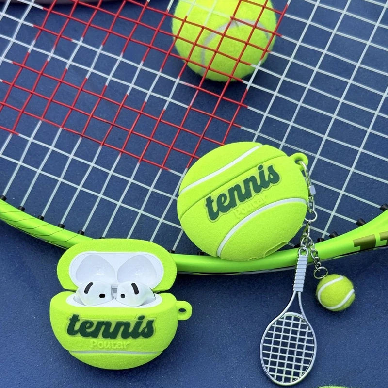 3D Tennis Ball AirPods Case Silicone Anti-Drop Sports Design Cover