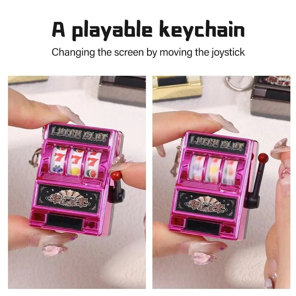 Mini Slot Machine Keychain Playable Arcade Jackpot with Working Lever