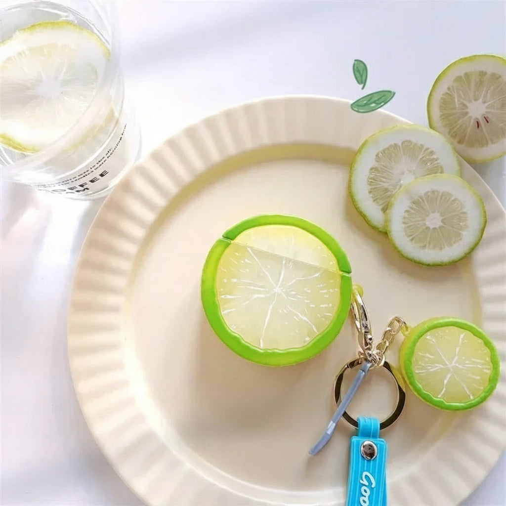 Lemon & Lime AirPods Case 3D Fresh Fruit Design with Keychain