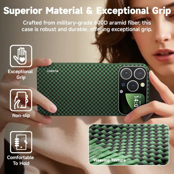 Kevlar Fiber Smart Case with Touch Screen for iPhone 16 Pro Max