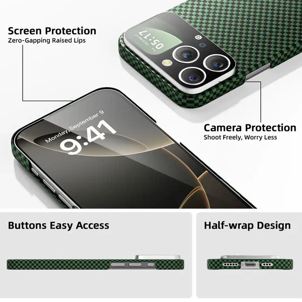 Kevlar Fiber Smart Case with Touch Screen for iPhone 16 Pro Max
