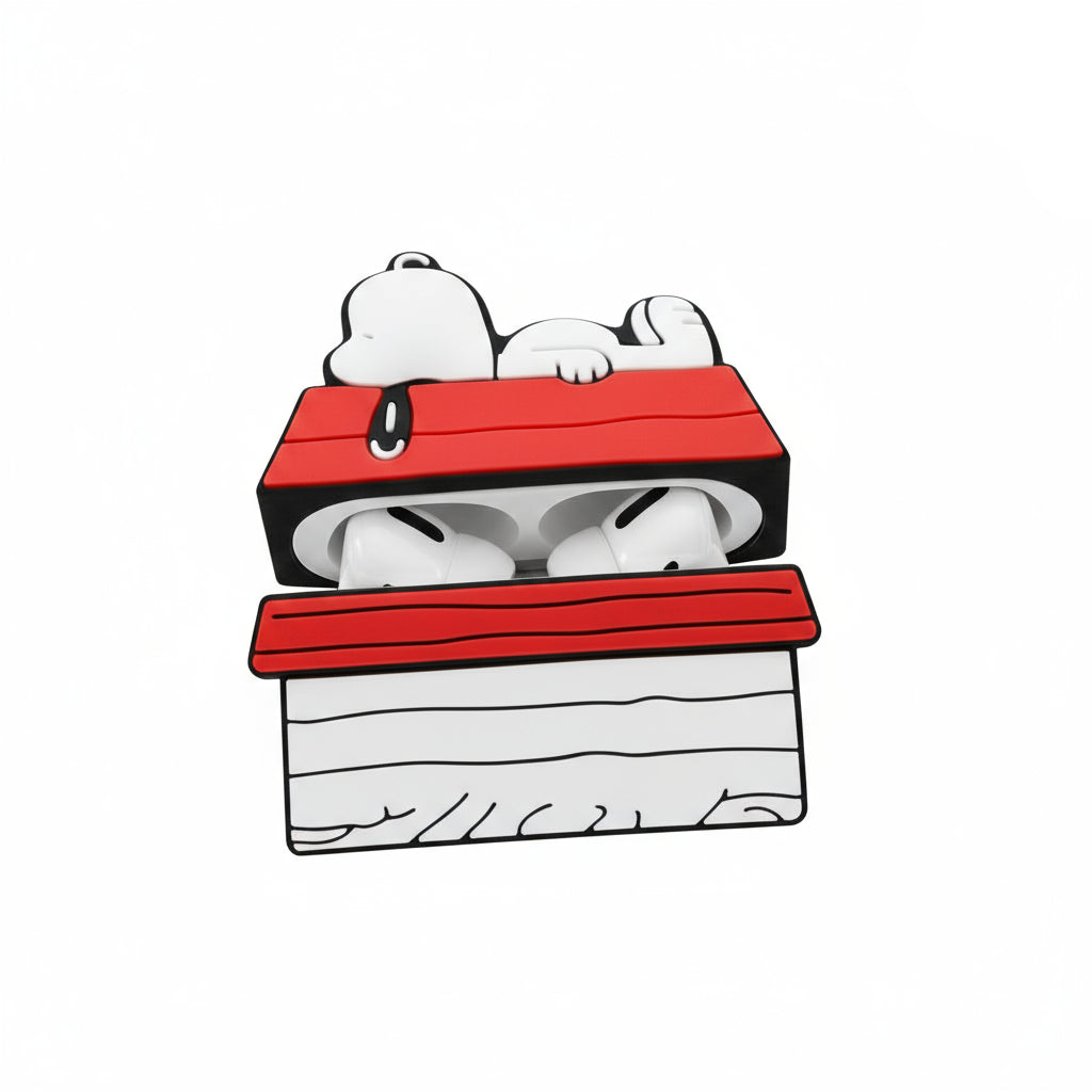 Snoopy AirPods Case Cartoon Silicone Cover with Lanyard