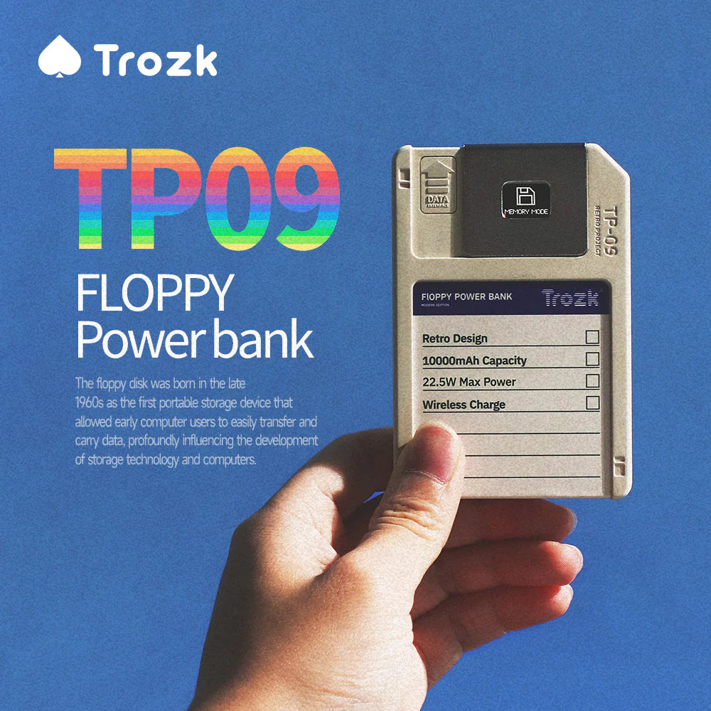 Trozk Retro Magnetic Power Bank Floppy Disk 10000 mAh