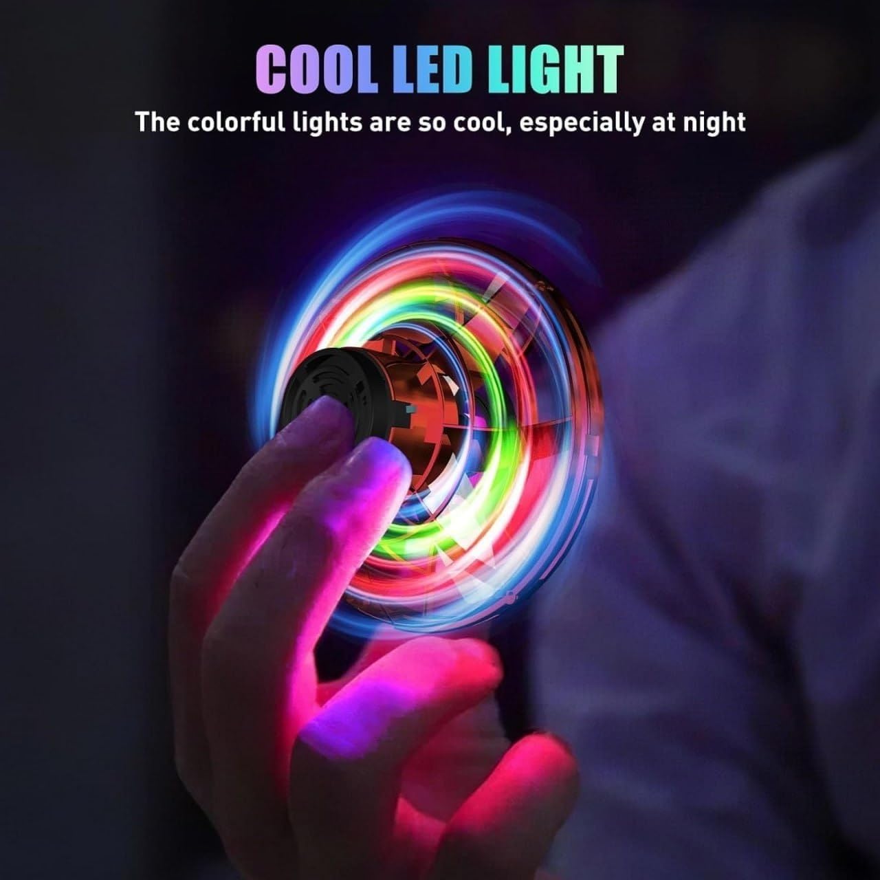 LED Flying UFO Spinner Rechargeable Hover Ball with 360° Flips & Light Show