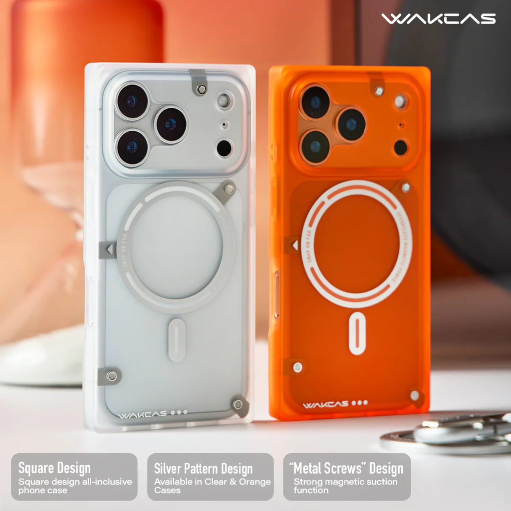 Wakcas Matte Semi-Transparent Magnetic Square Case for iPhone 17 Series