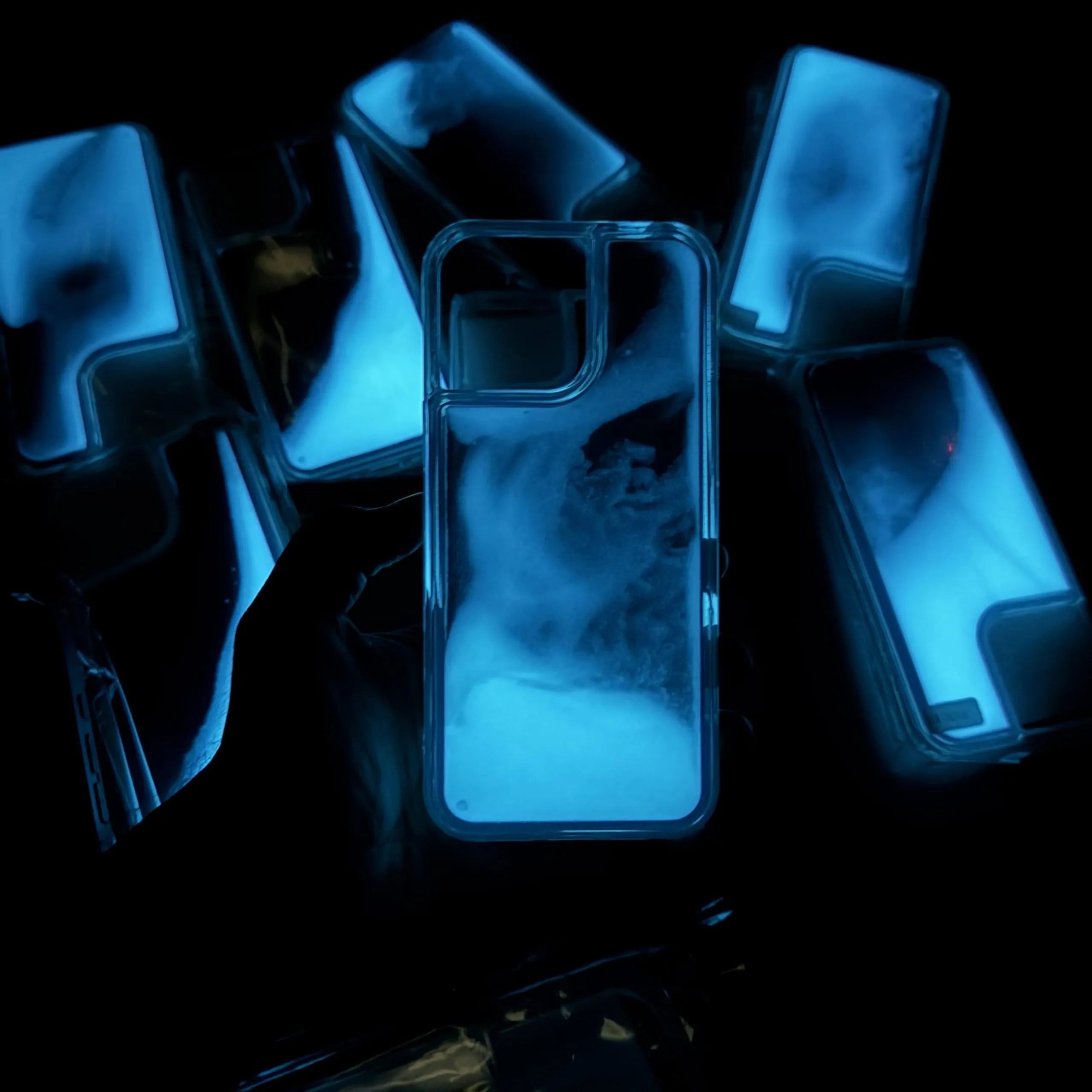 Luminous Glow-in-the-Dark iPhone Case Fluorescent Liquid Quicksand Design