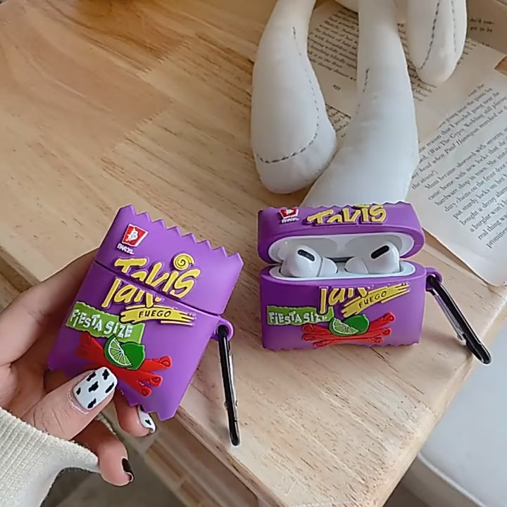 Takis Purple Chips Bag AirPods Case with Keychain Silicone